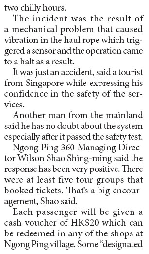 Ngong Ping 360 cable car resumes to visitors' delight