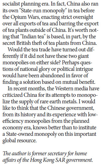 Britain-China tea trade history discredits monopolies