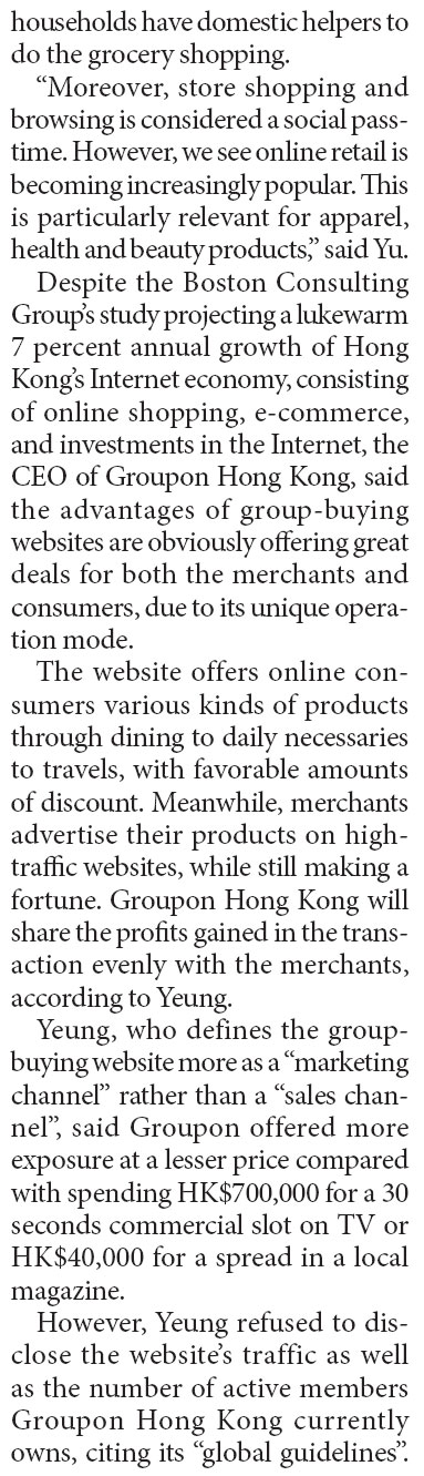 Group-buying faces many challenges in HK market