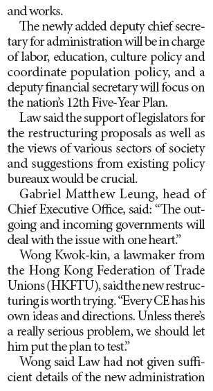 Leung's restructuring plan set