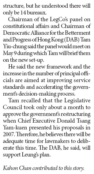 Leung's restructuring plan set