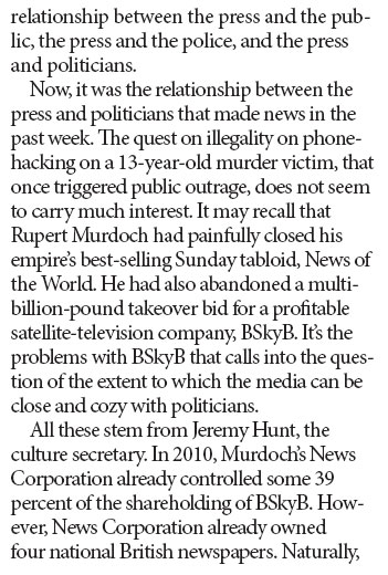 Freedom of press should not create anti-competitive regime