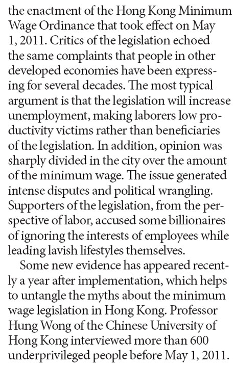 Negative side of minimum wage legislation is exaggerated
