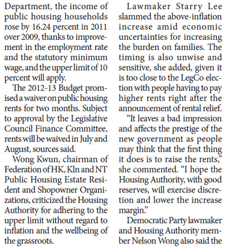 Public housing rents to rise