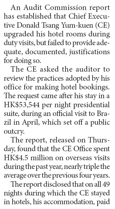 Living large in the Chief Executive's office