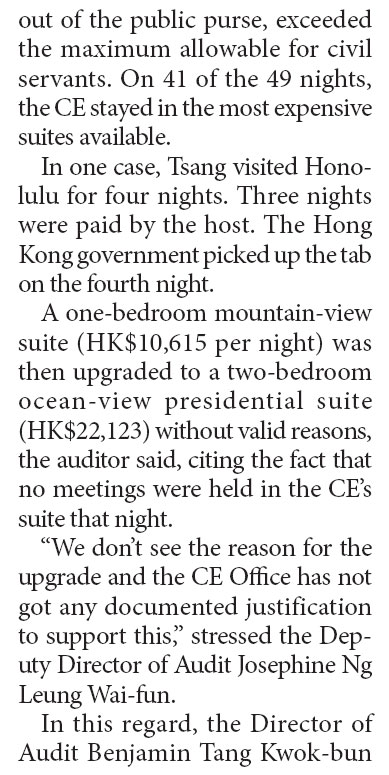 Living large in the Chief Executive's office