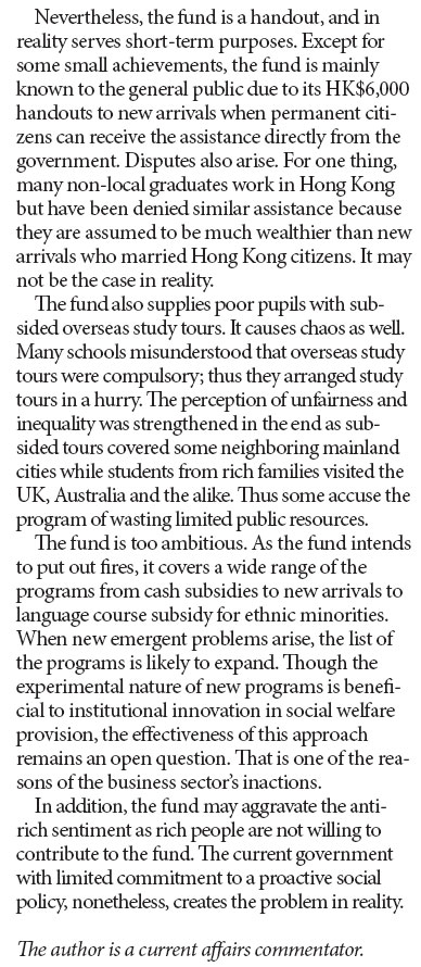 No handouts in social welfare provision