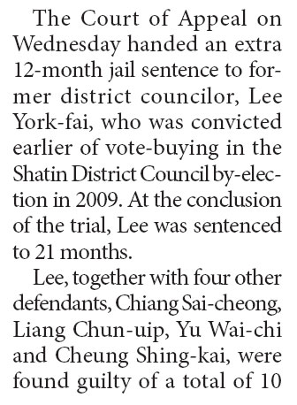 Vote rigging lands extra jail time from court
