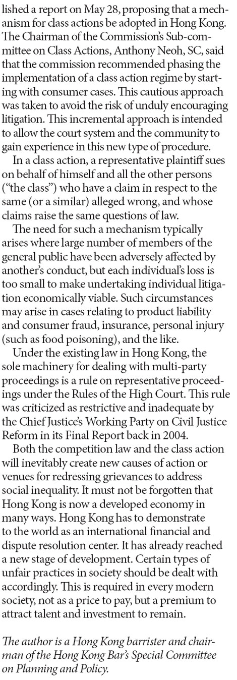Competition Bill, class action, new pillars in the rule of law