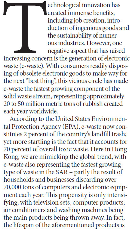 HK can become e-waste processing hub