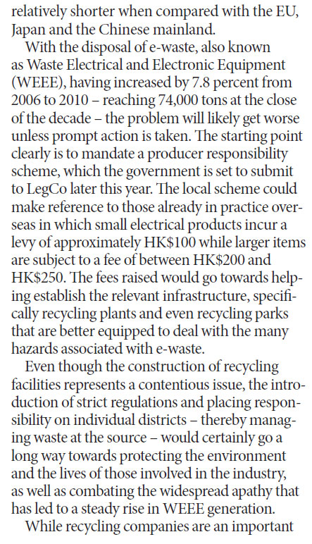 HK can become e-waste processing hub