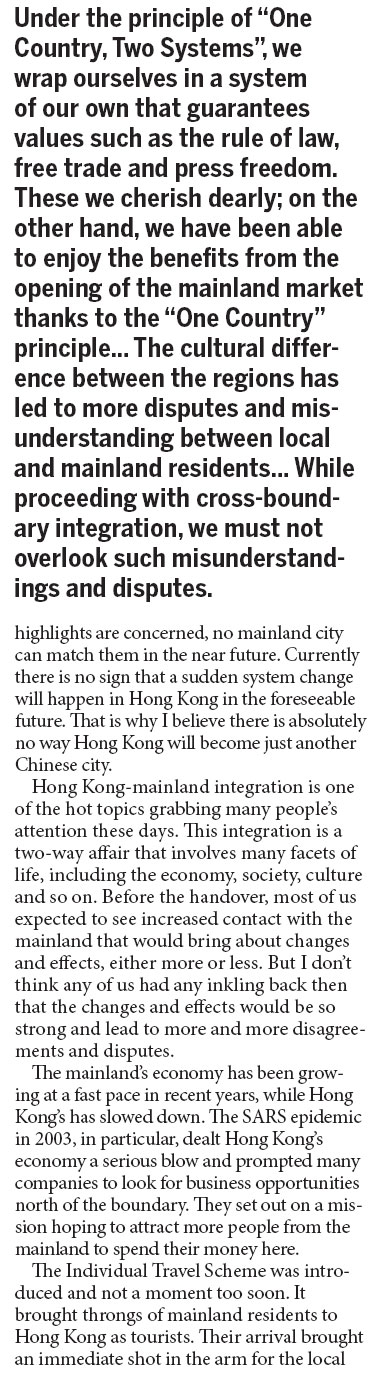 Smooth 'Two Systems' frictions, cherish 'One Country' principle