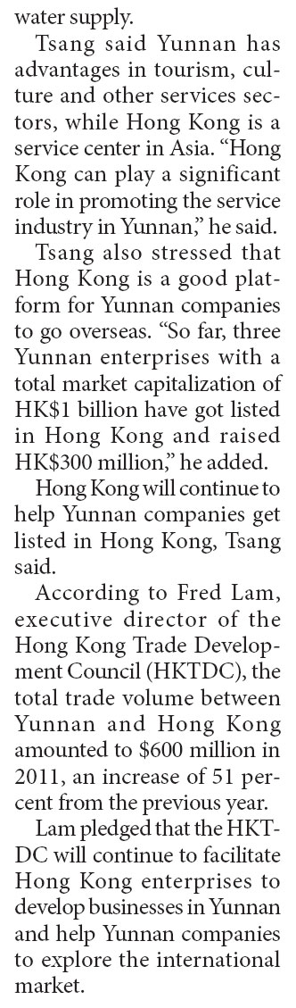 Yunnan expects to woo HK$266b investment