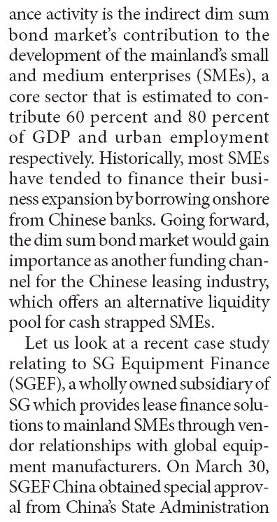 Dim sum bonds and mainland SMEs to go full steam ahead