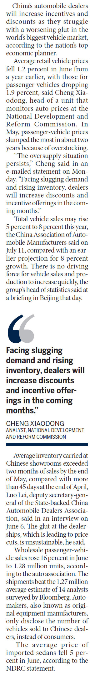 Mainland car dealers faced with overstocking