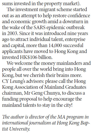 Efforts must be made to entice mainland talents to stay in HK