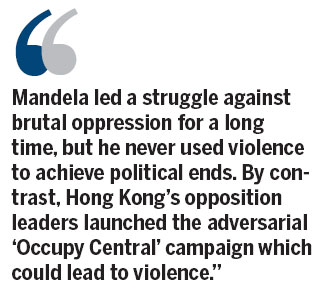 HK opposition should not insult Mandela's memory
