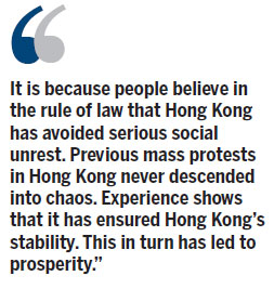 Mass confrontation contrary to Hong Kong's core values