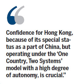 Preserving confidence vital for Hong Kong