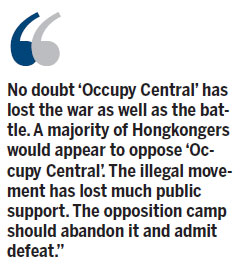 'Occupy Central' has lost public credibility