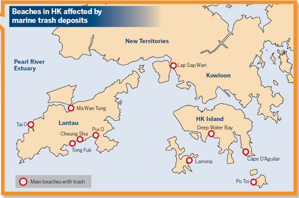 El Nino sweeps trash onto Hong Kong beaches