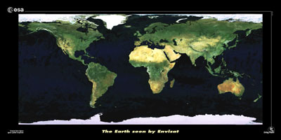 欧航局向联合国赠送卫星照片世界地图(组图)