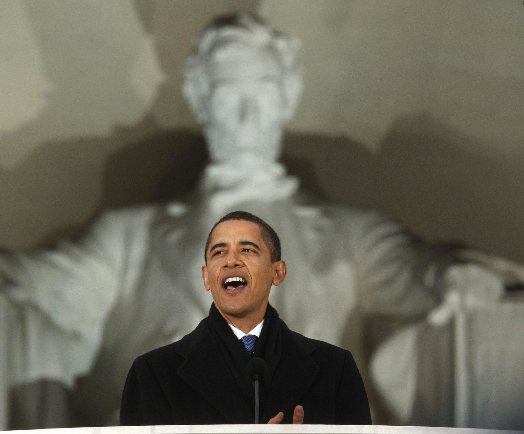 林肯纪念堂前举行盛大音乐会 奥巴马发表激情演讲