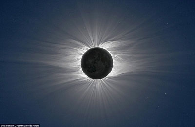 捷克科学家公布一组罕见、最清晰日冕照片