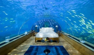 梦幻水下客房现身马尔代夫 蜜月情侣可“与鱼儿同眠”
