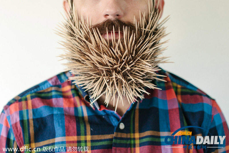 美画家大胡子威力无穷 吸附意面糖果展百变造