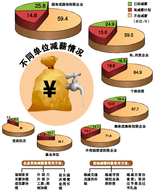 金融危机影响调查:减薪国企第一 裁员私企居首