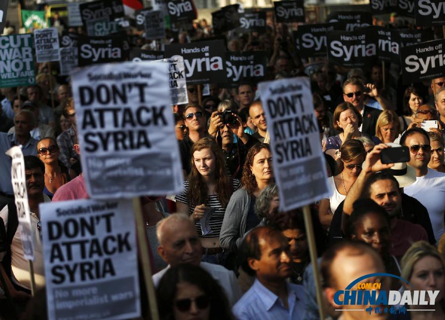 数百伦敦民众示威集会抗议西方干预叙利亚事务