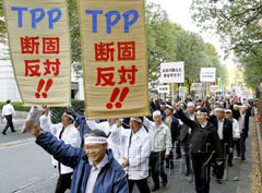 日本3000名农业人士举行集会反对加入TPP(图)