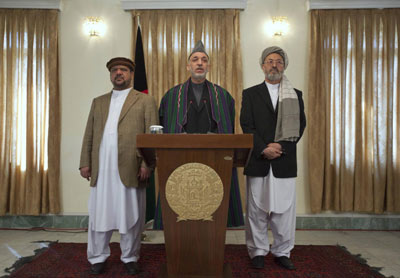 卡尔扎伊连任后发表首次讲话 誓除腐败示好塔利班