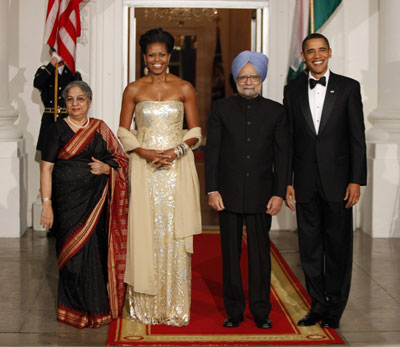 奥巴马首次国宴款待印度总理 细节凸显政治意图