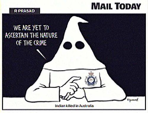 澳印关系再起风波 印媒漫画暗指澳警察为三K党
