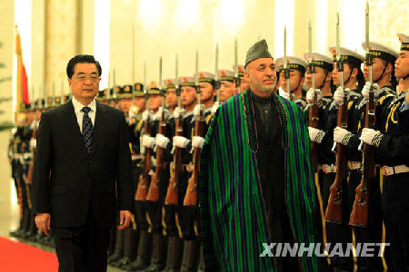 胡锦涛与阿富汗总统卡尔扎伊举行会谈