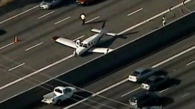 美小飞机迫降公路无人伤亡 飞行员被誉超人