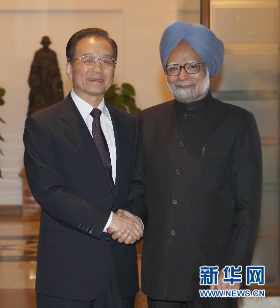 温家宝会见印度总理辛格
