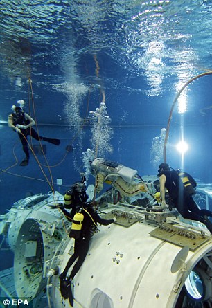 泳池中的太空舱——俄公布宇航员水下训练图