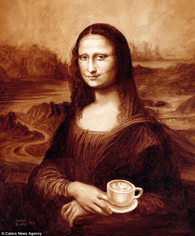 “摩卡丽莎”创意无限 美国画家用咖啡临摹世界名画