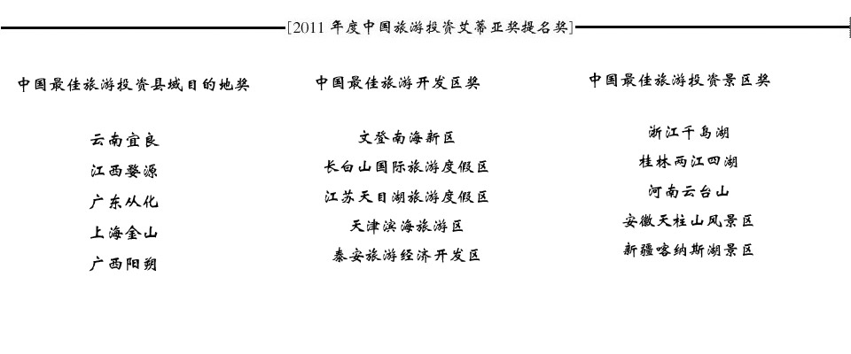 2011年度中国旅游投资“ITIA”奖提名成果发布会