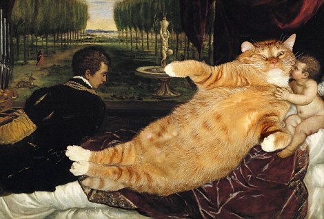 当猫咪遇到名画 胖猫频频露脸令人忍俊不禁