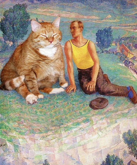当猫咪遇到名画 胖猫频频露脸令人忍俊不禁