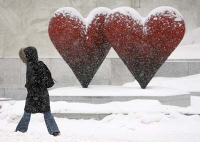 暴风雪来凑热闹 美国遭遇银色情人节(图)