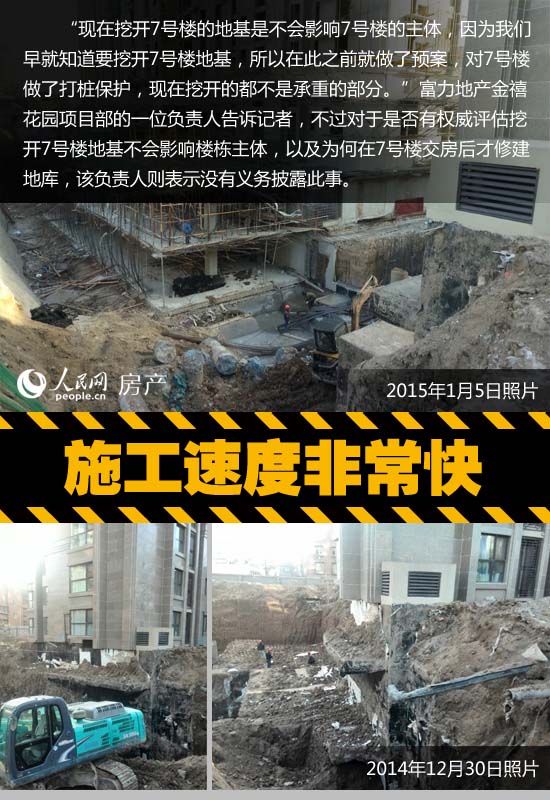 富力地产在京一项目交房后再挖开地基建车库