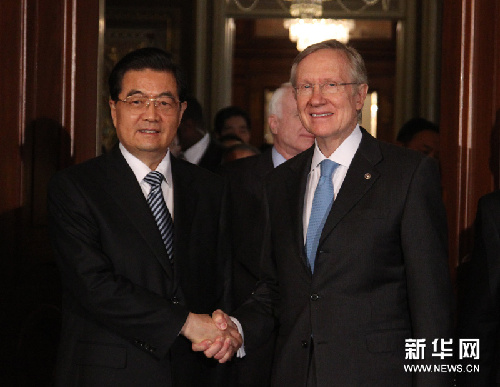 胡锦涛在华盛顿会见美国众议长和参议院多数党领袖
