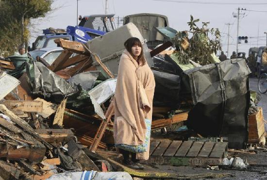 日本地震海啸灾区景象残破