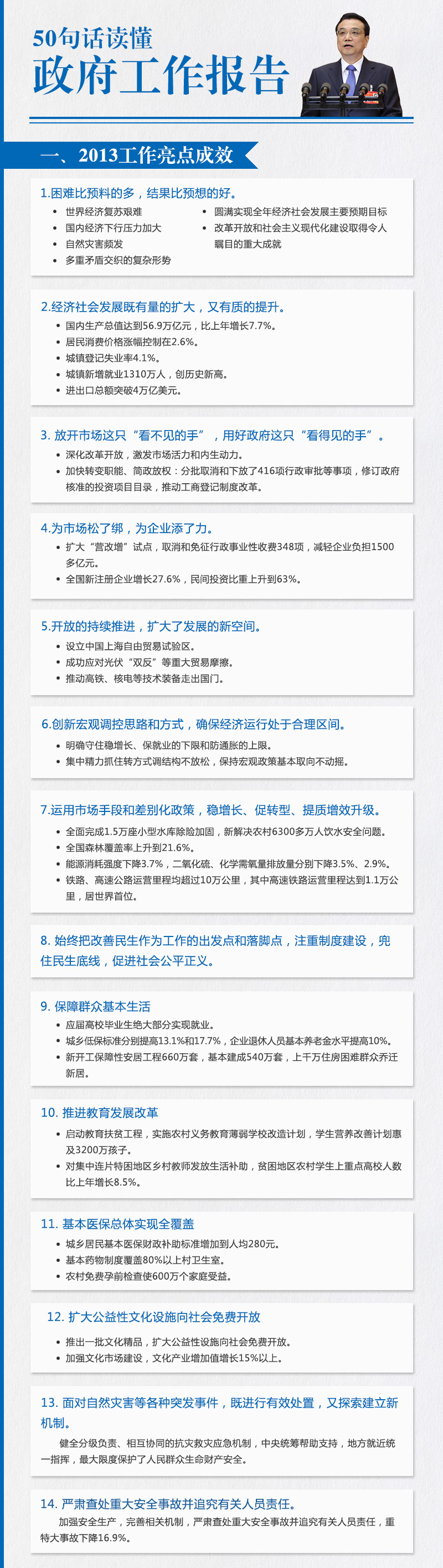 50句话读懂政府工作报告（图）