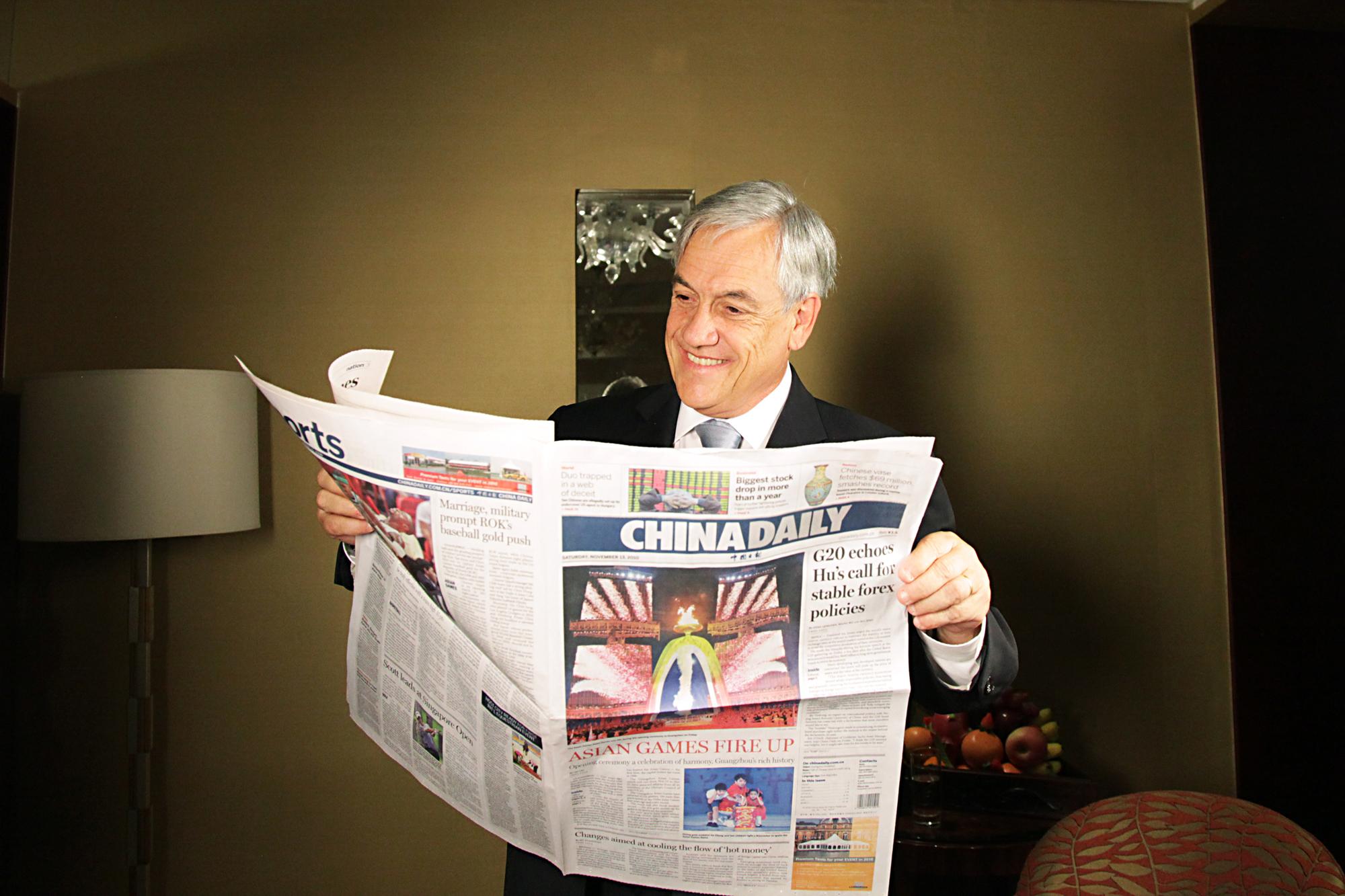 智利总统皮涅拉接受中国日报采访